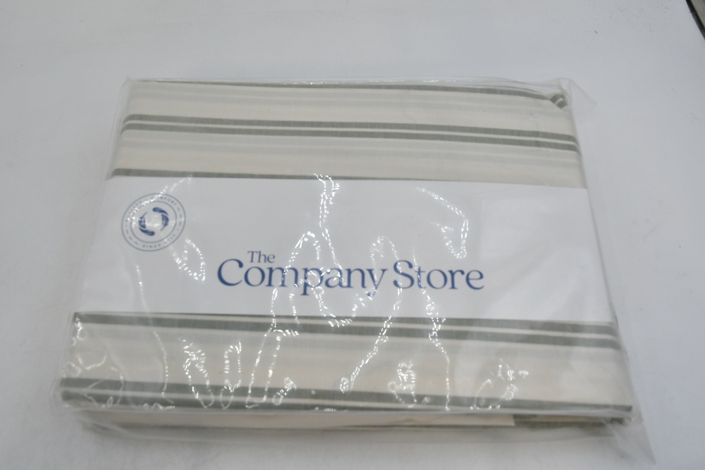 The Company Store Duvet Cover Twin Moss Green Stripe Cotton Adults Bedding New